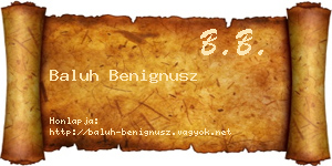 Baluh Benignusz névjegykártya